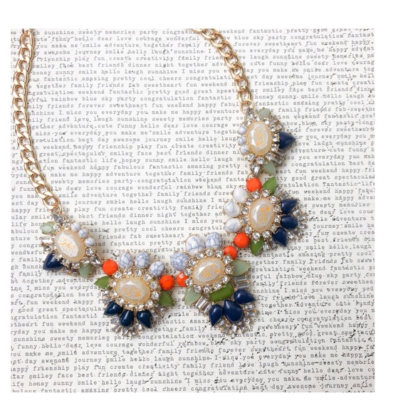 hwl boutique Jewelry - Marble Navy Green Orange Necklace